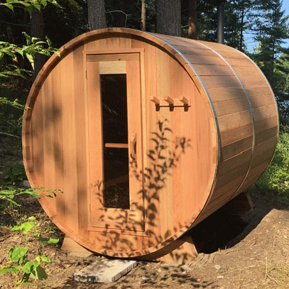 6'x6' (182cm) Barrel Sauna Package - Clear Cedar