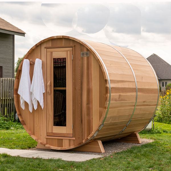 7'x7' (214x214cm) Barrel Sauna Package - Clear Cedar