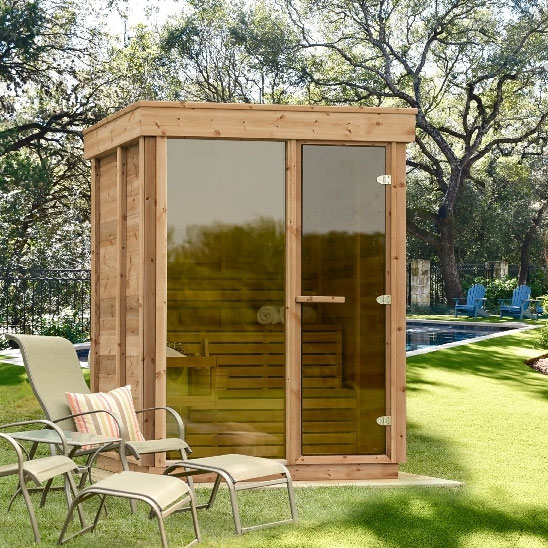 CU552 Outdoor Pure Cube Sauna - Knotty Red Cedar photo 3