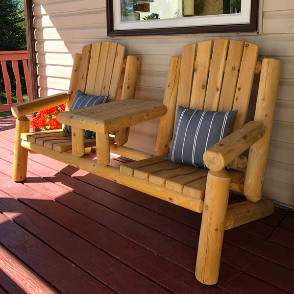 Adirondack Log Gossip Bench with Table photo 2