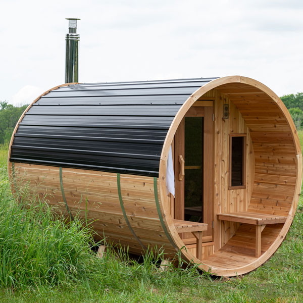 Barrel Sauna Metal Roof