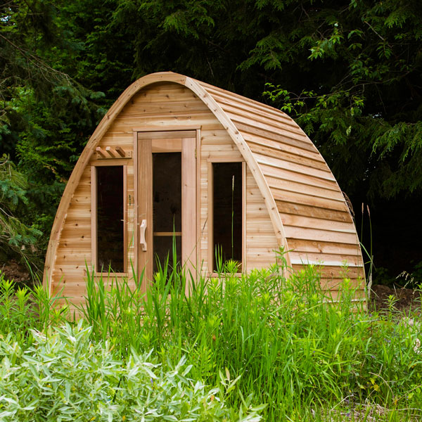 8x7 (244x214cm) POD Sauna Package - Knotty Cedar