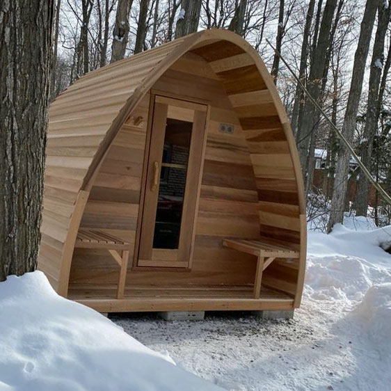 8x8 (244x244cm) POD Sauna with Porch Package - Clear Cedar