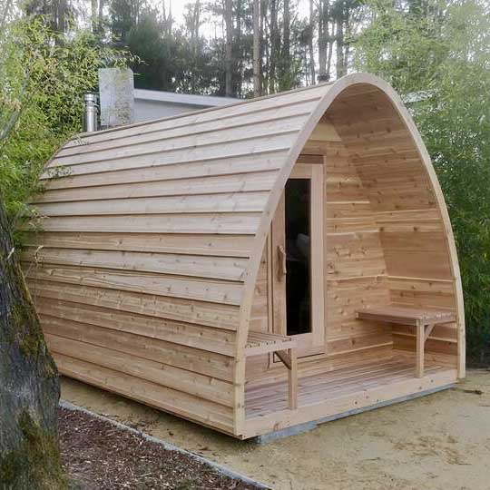 8x8 (244x244cm) POD Sauna with Porch Package - Knotty Cedar